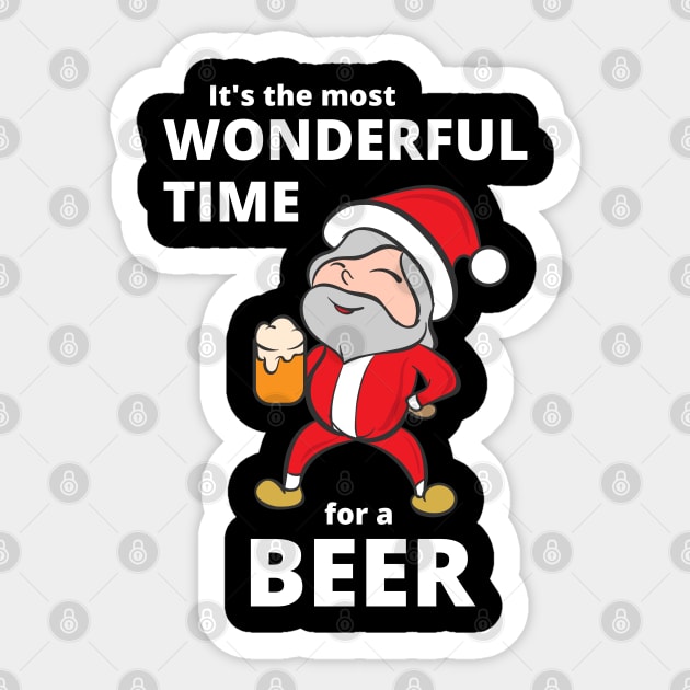 It's the most wonderful time for a beer Funny Christmas Santa Sticker by JustCreativity